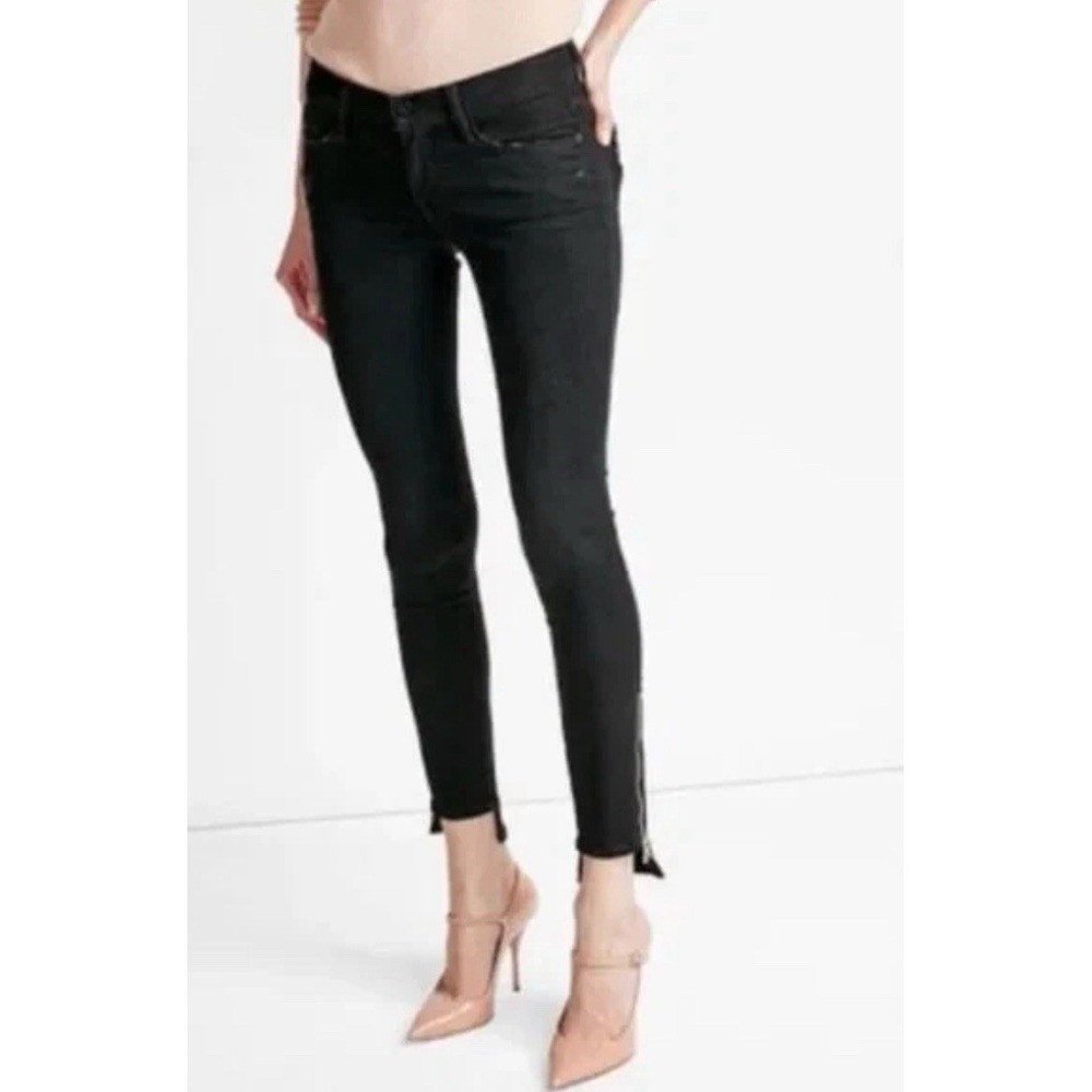 FRAME Denim Le Skinny De‎ Jeanne Zip Ankle Stretch Denim Jeans Size 26 Film Noir